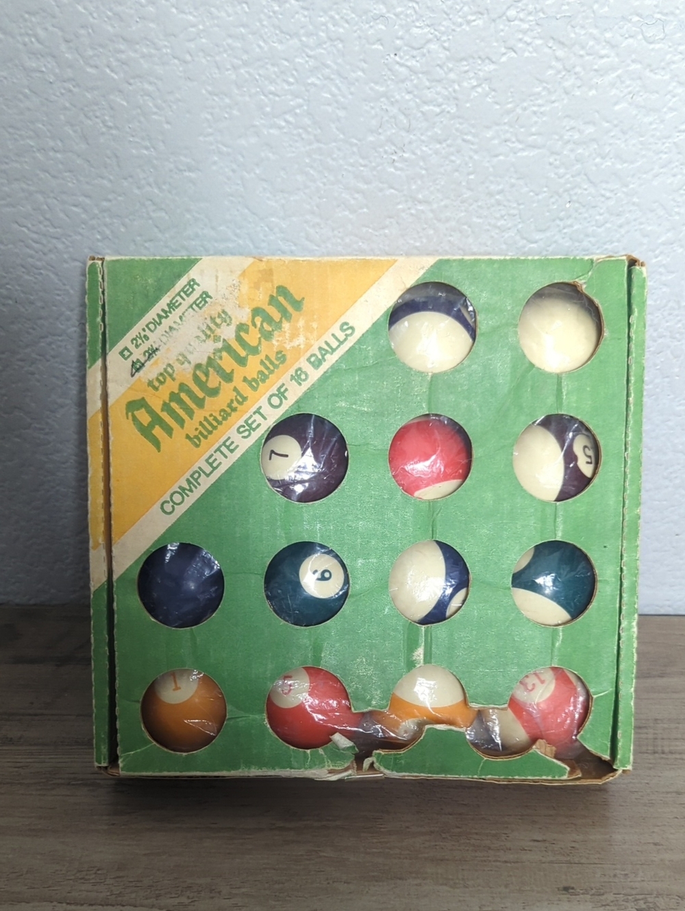 Vintage American Billiard Balls Complete Set with Box